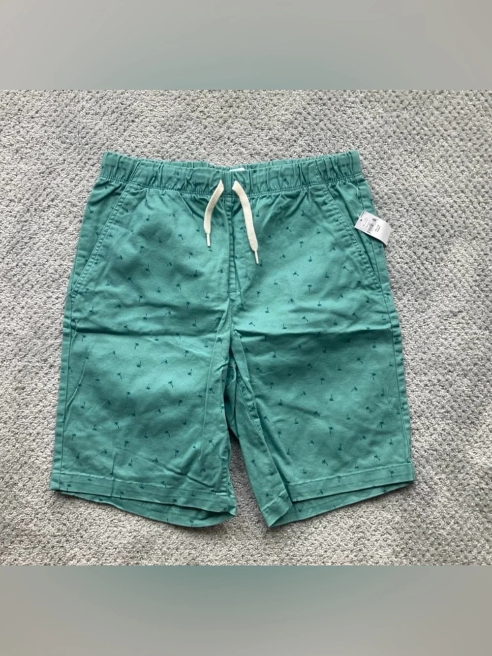 Old Navy Teal Green Palm-Print Drawstring Shorts